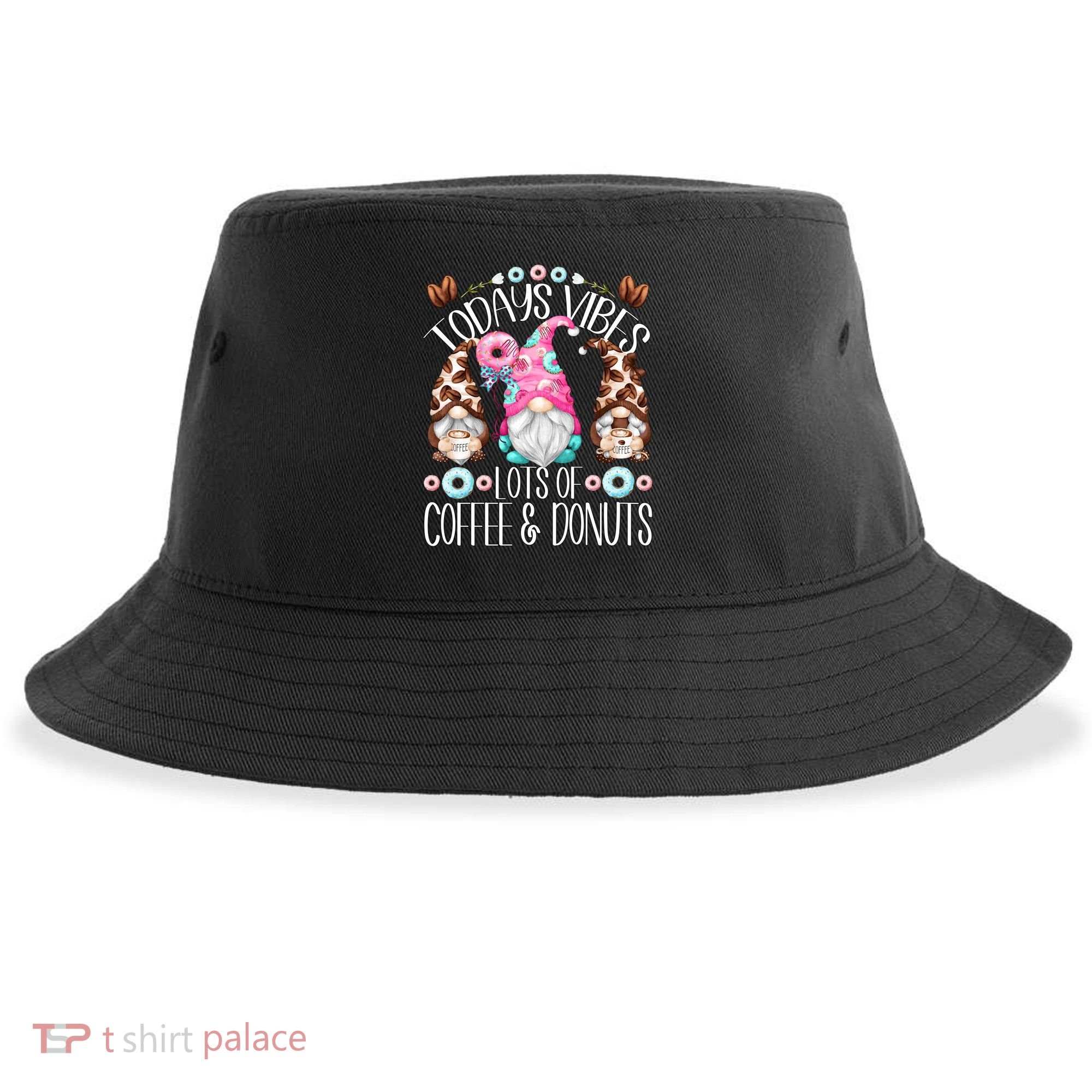 Funny Coffee And Donut Gnomes For And Donut Lover Gift Sustainable Bucket Hat