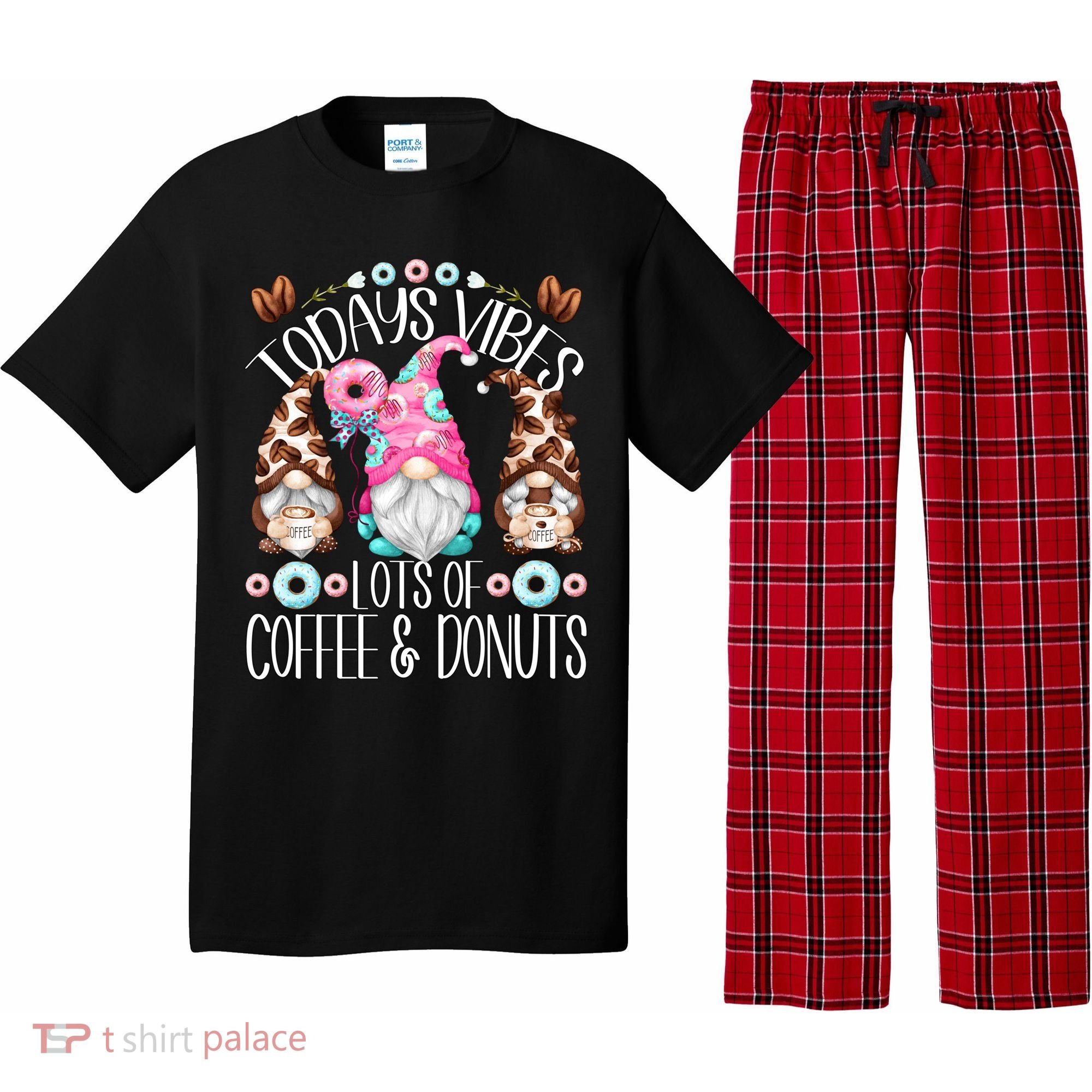 Funny Coffee And Donut Gnomes For And Donut Lover Gift Pajama Set