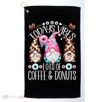 Funny Coffee And Donut Gnomes For And Donut Lover Gift Golf Towel thumb 0
