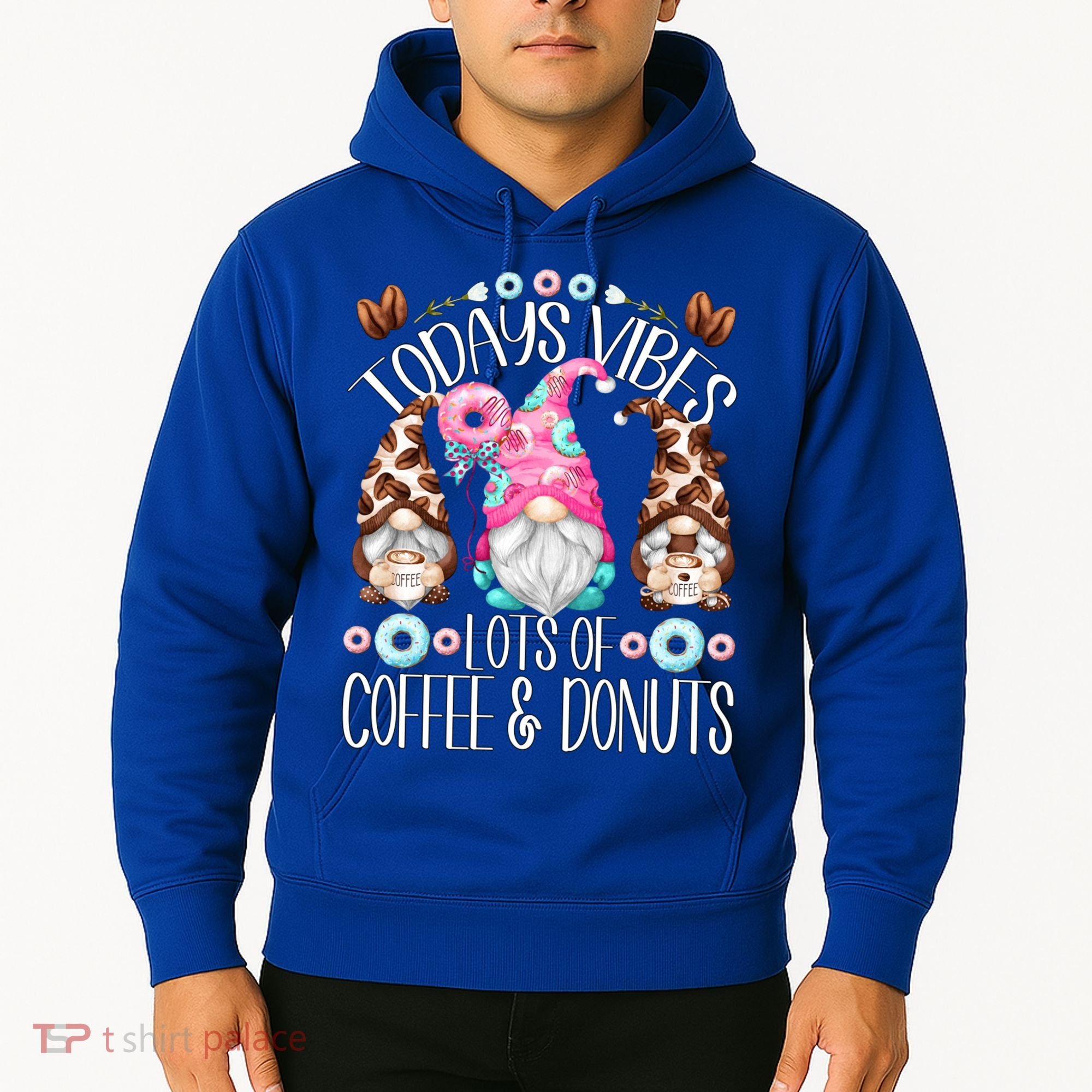Funny Coffee And Donut Gnomes For And Donut Lover Gift Hoodie