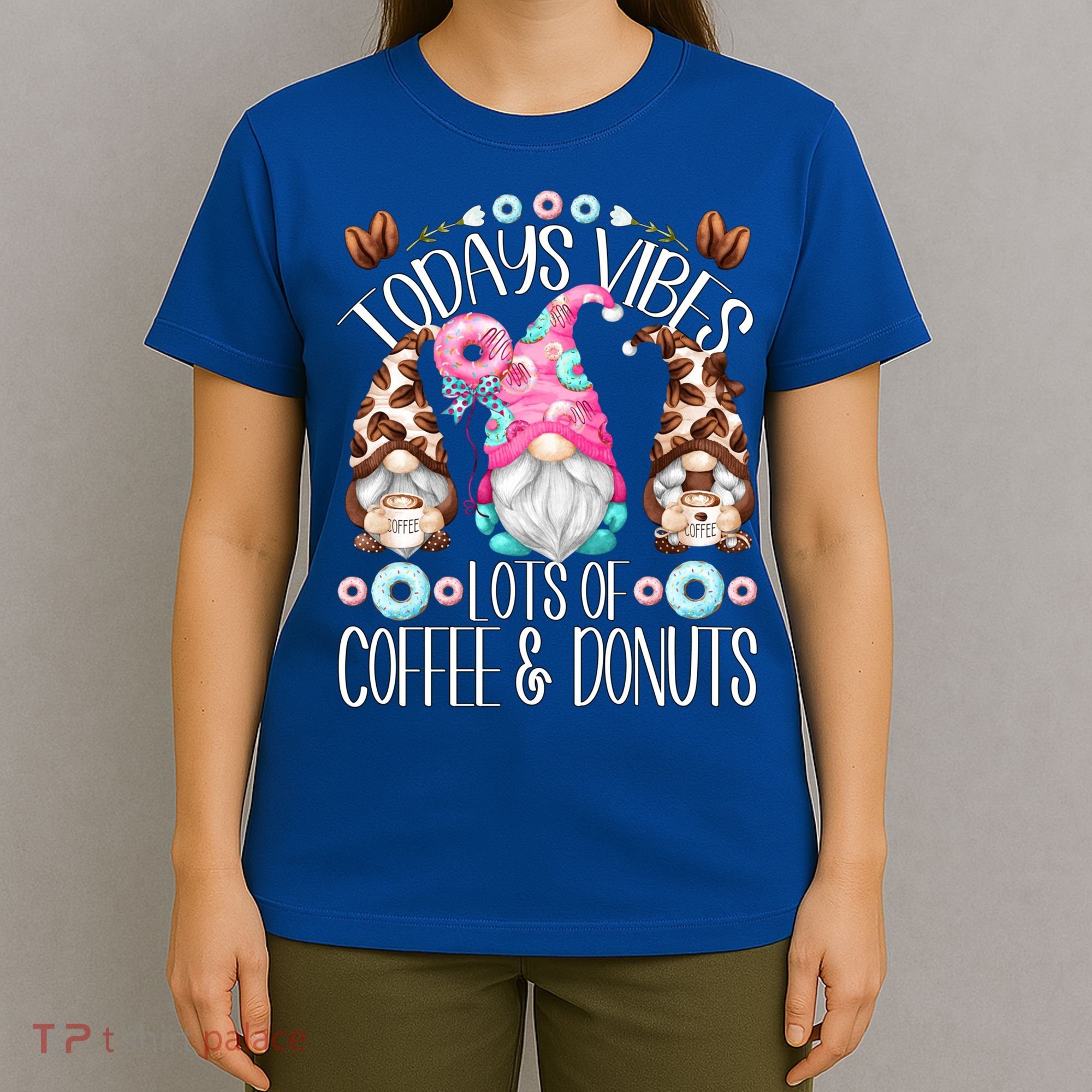 Funny Coffee And Donut Gnomes For And Donut Lover Gift T-Shirt