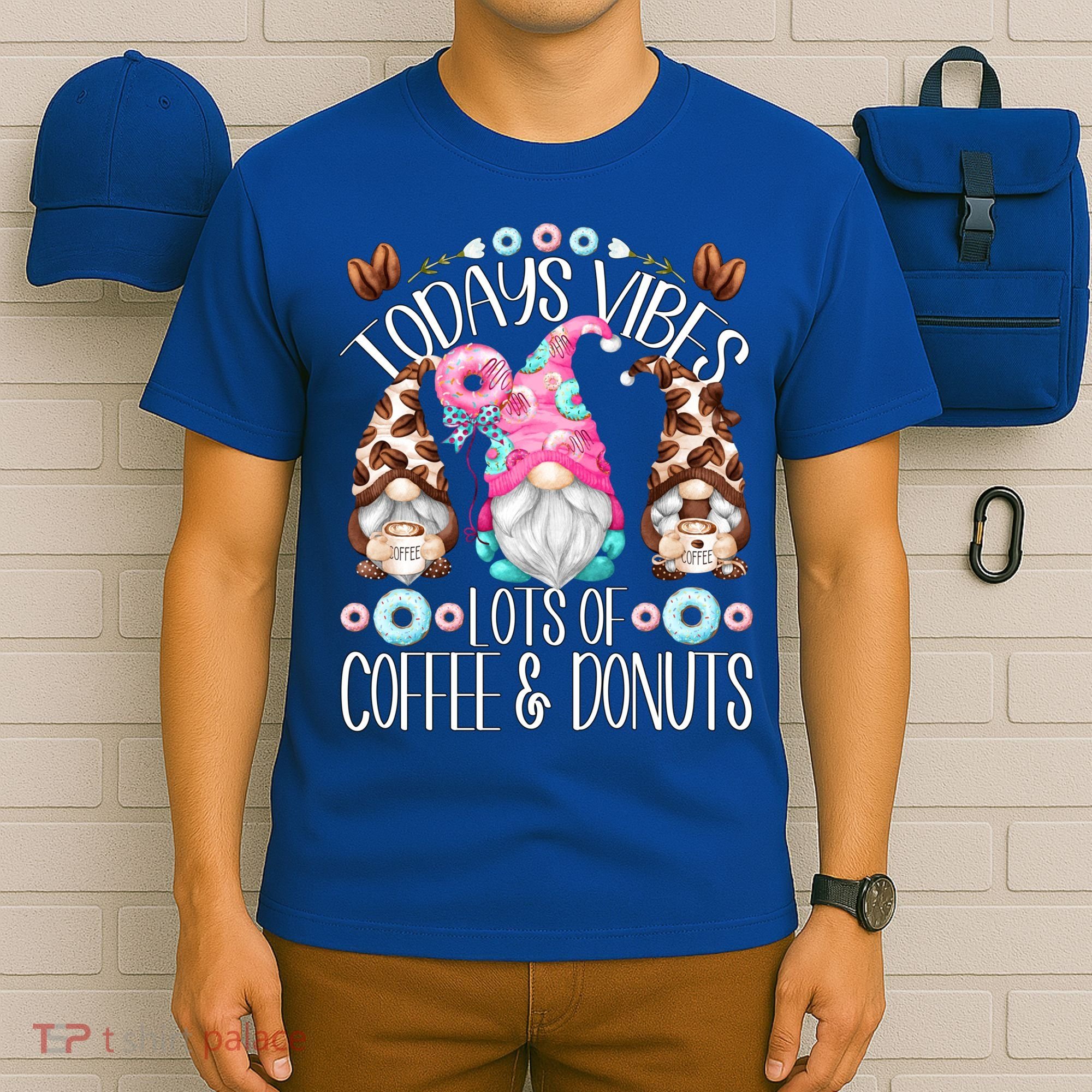 Funny Coffee And Donut Gnomes For And Donut Lover Gift T-Shirt