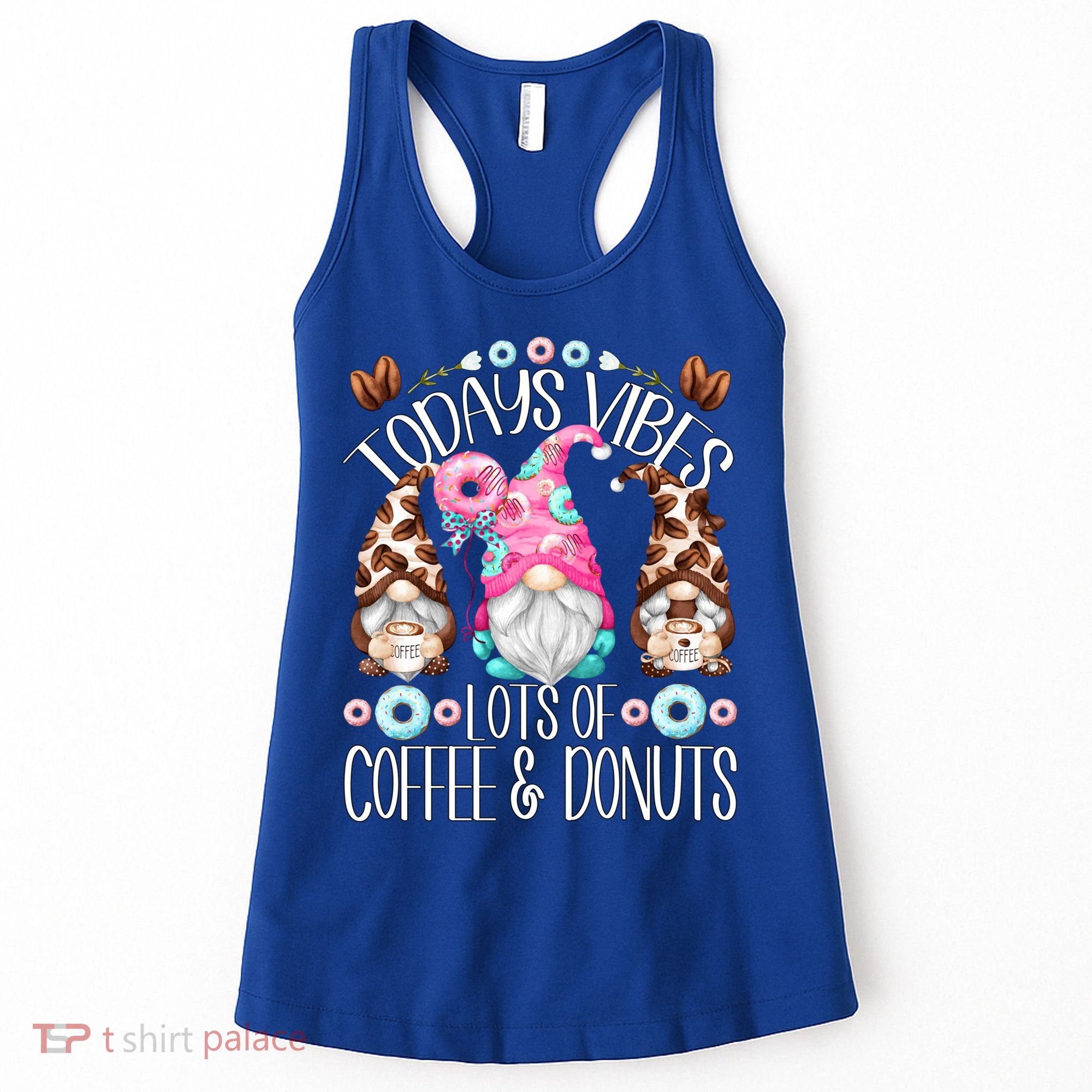 Funny Coffee And Donut Gnomes For And Donut Lover Gift Women's Tank Top