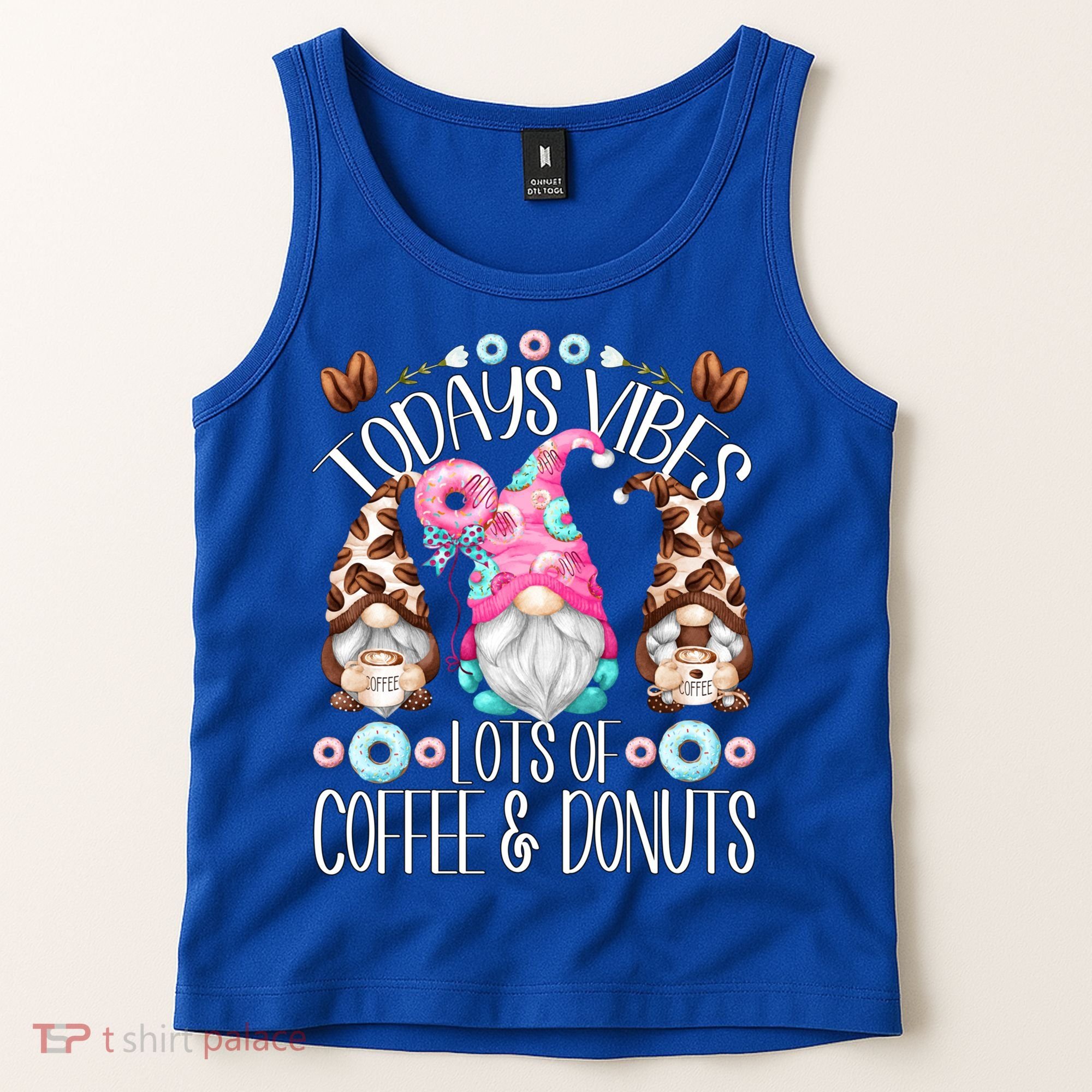 Funny Coffee And Donut Gnomes For And Donut Lover Gift Tank Top