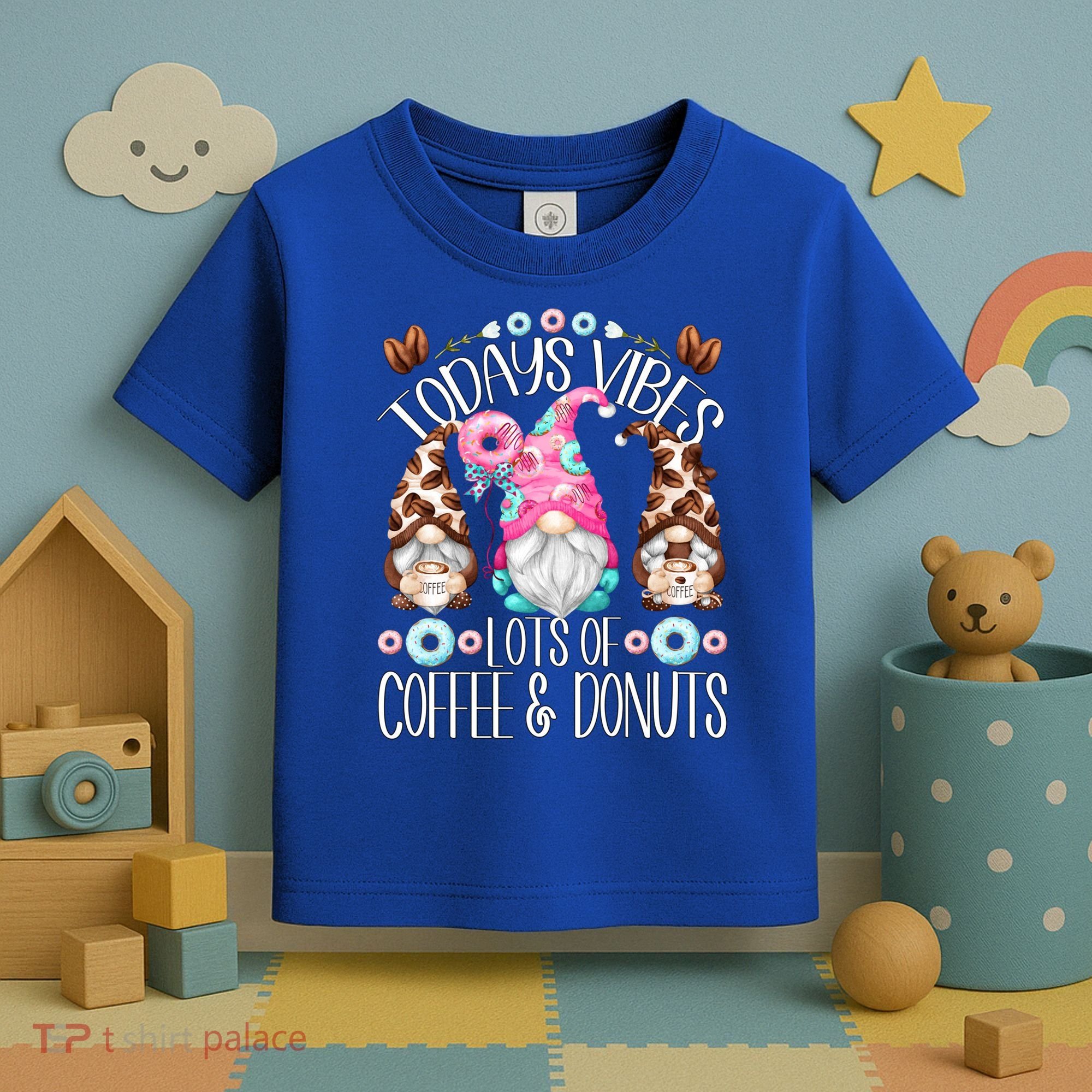 Funny Coffee And Donut Gnomes For And Donut Lover Gift Toddler T-Shirt