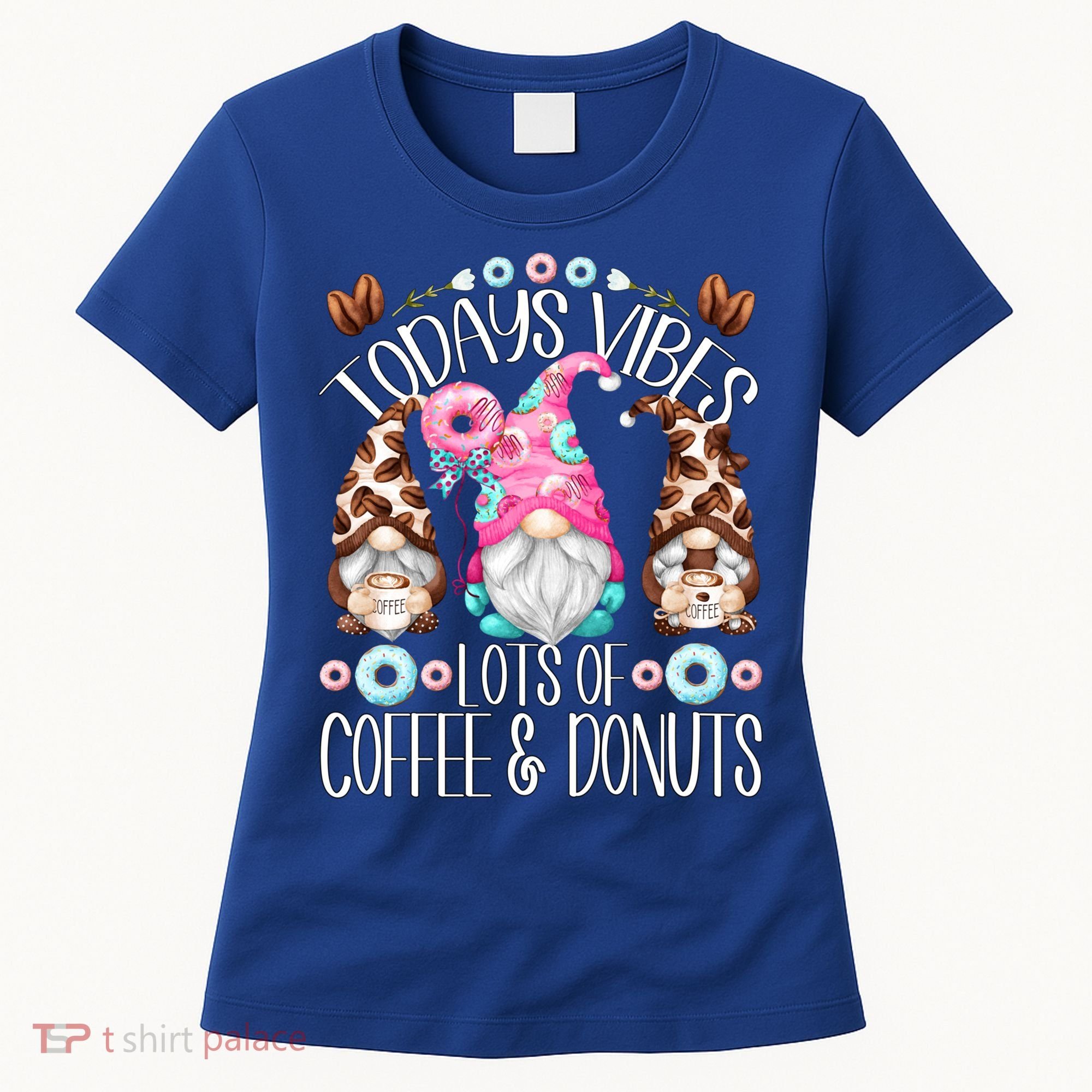 Funny Coffee And Donut Gnomes For And Donut Lover Gift Women's T-Shirt