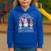 Funny Coffee And Donut Gnomes For And Donut Lover Gift Kids Hoodie thumb 3