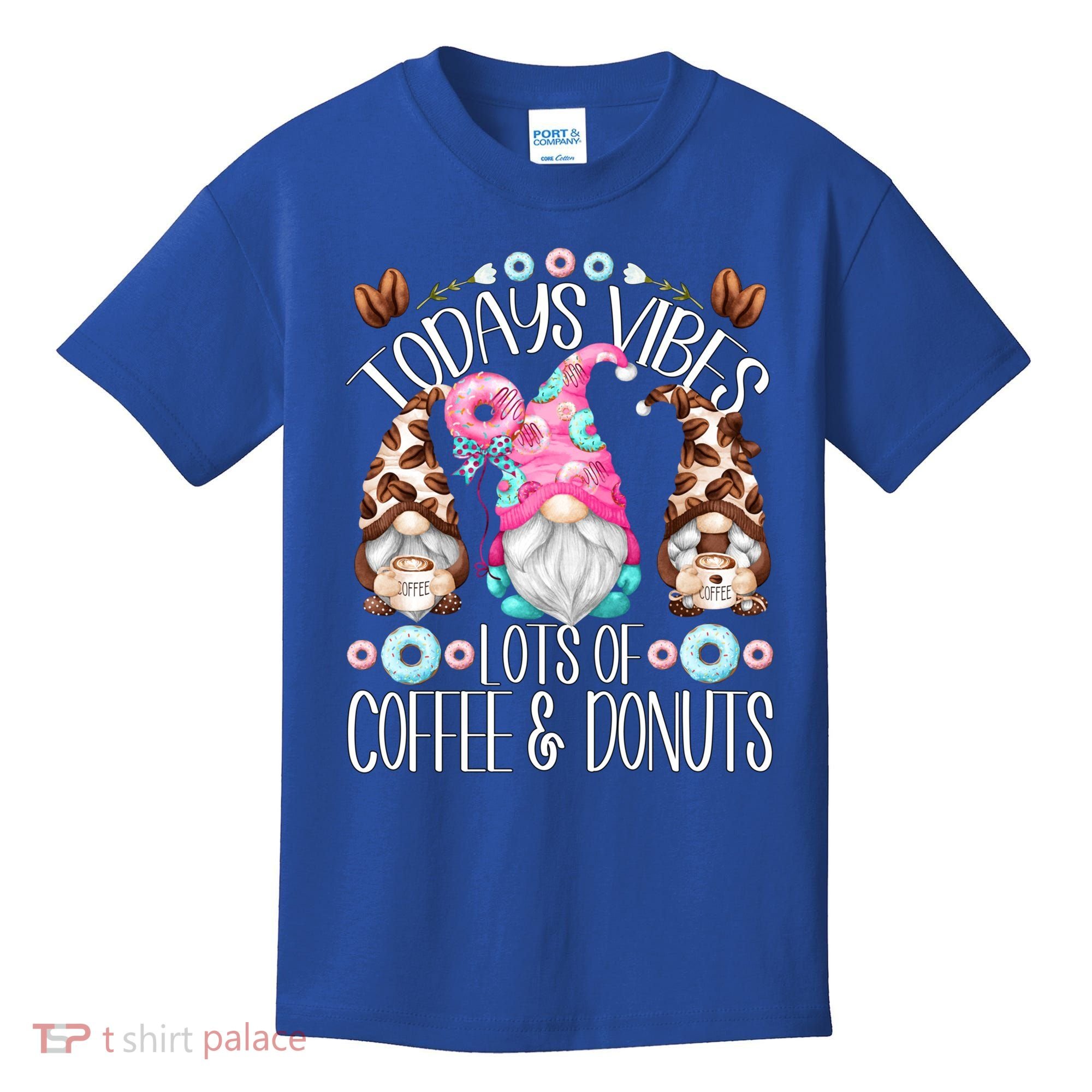 Funny Coffee And Donut Gnomes For And Donut Lover Gift Kids T-Shirt