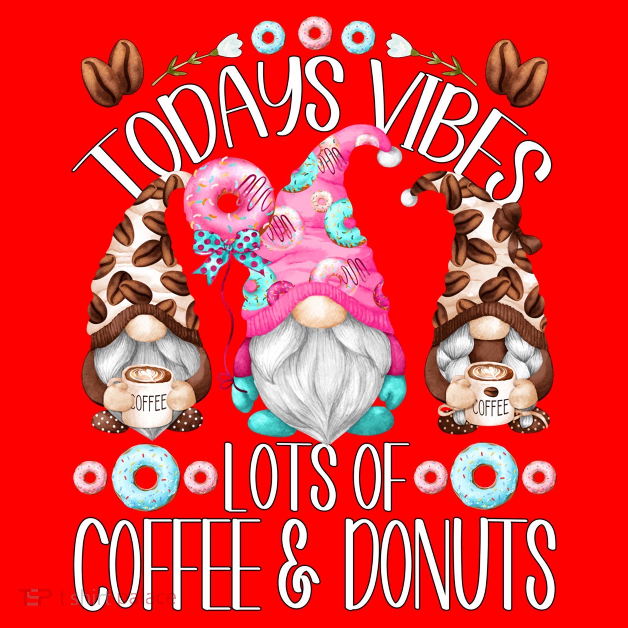 Funny Coffee And Donut Gnomes For And Donut Lover Gift Santa Hat