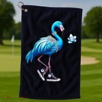 Flamingo Chucks And Pearls Kamala Harris 2024 Golf Towel thumb 1