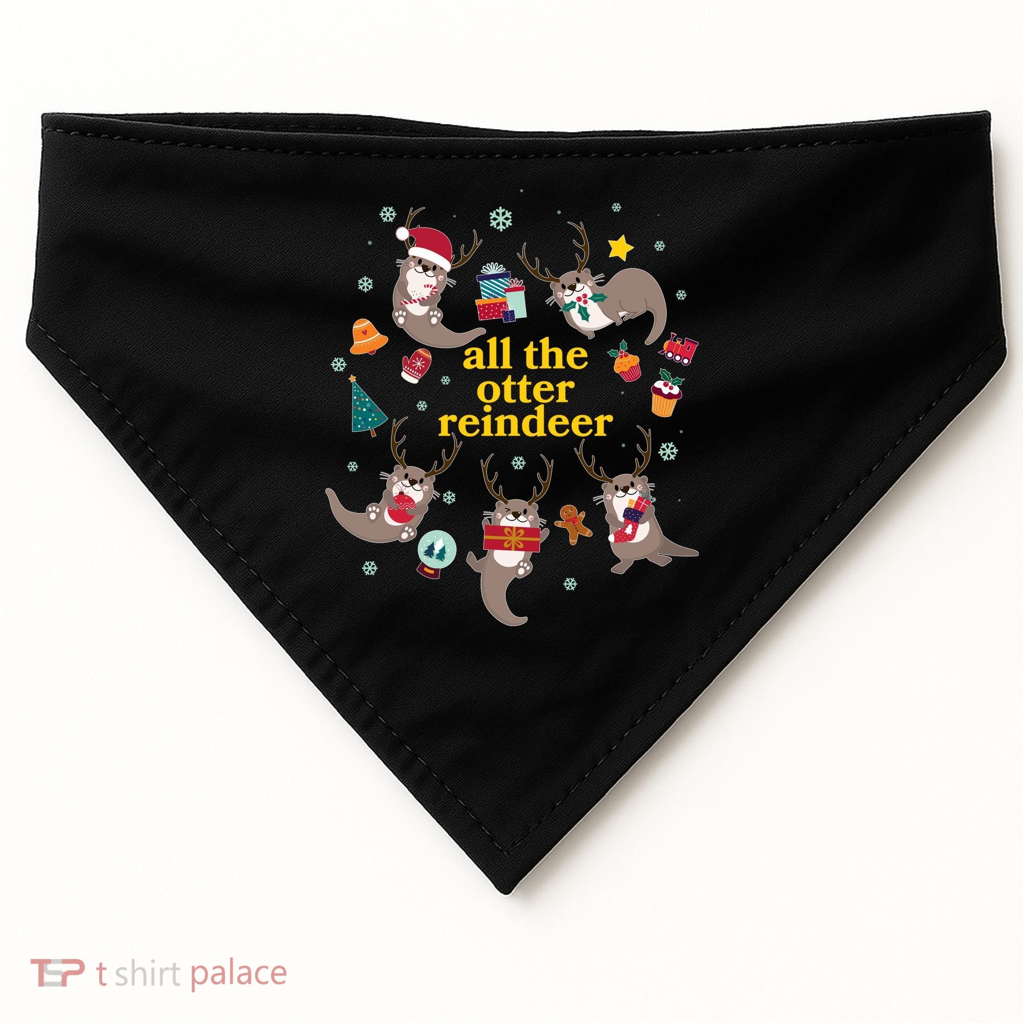 Funny Christmas All The Otter Reindeer USA-Made Doggie Bandana