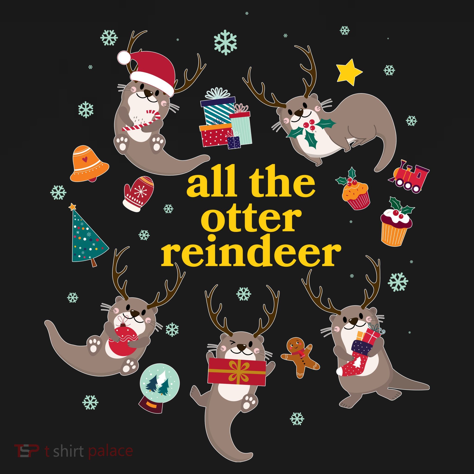 Funny Christmas All The Otter Reindeer Women's Tank Top