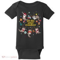 Funny Christmas All The Otter Reindeer Baby Bodysuit thumb 0