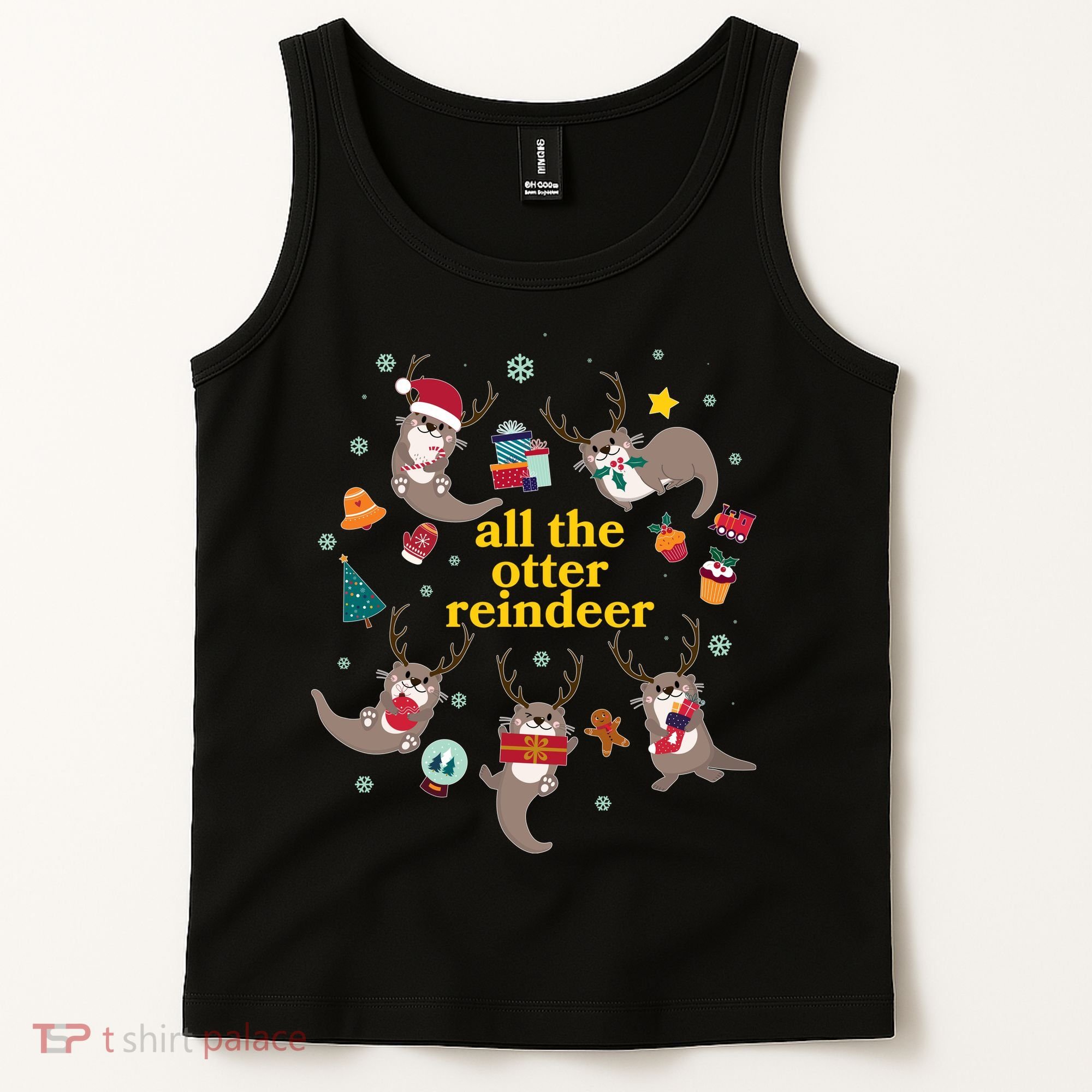 Funny Christmas All The Otter Reindeer Tank Top