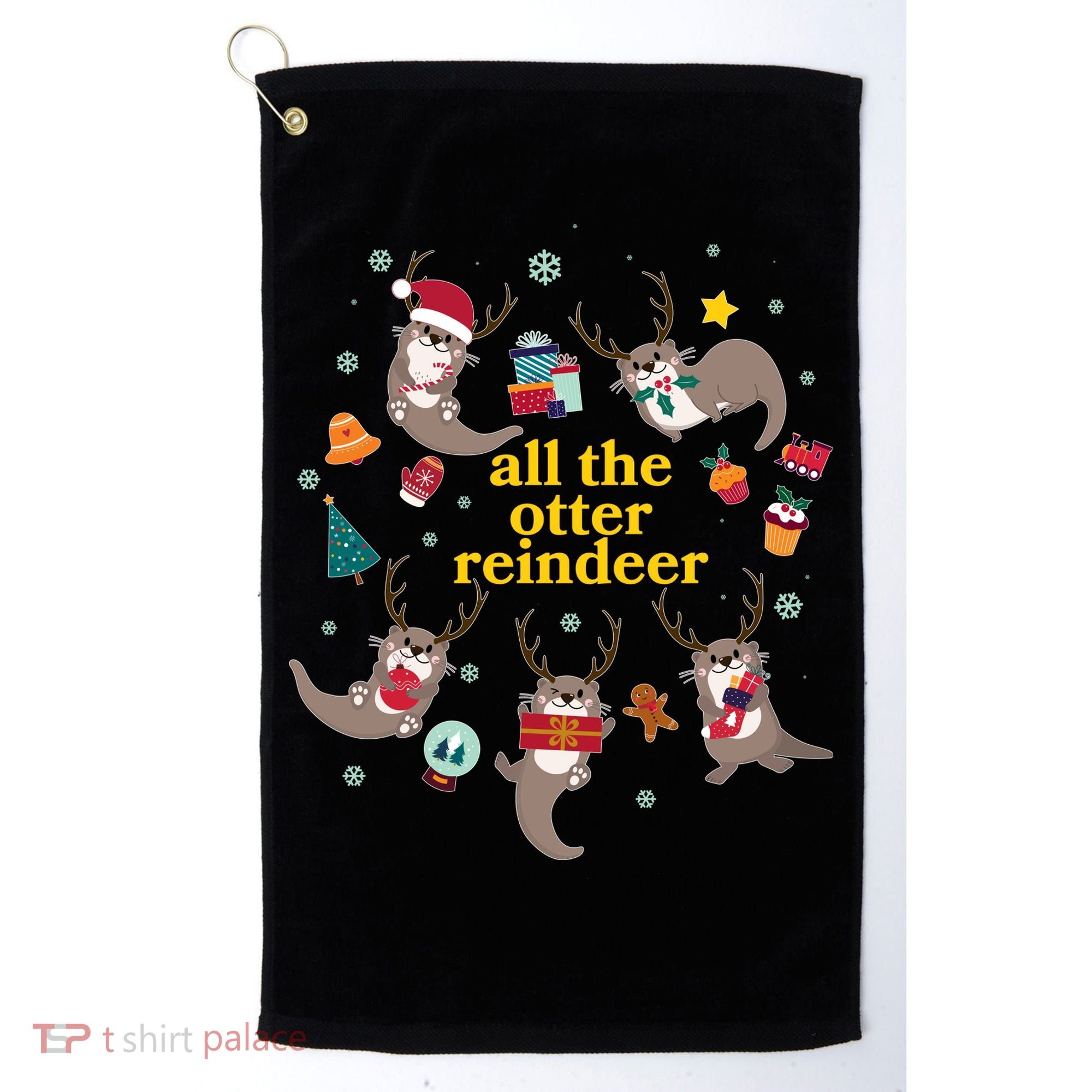 Funny Christmas All The Otter Reindeer Golf Towel