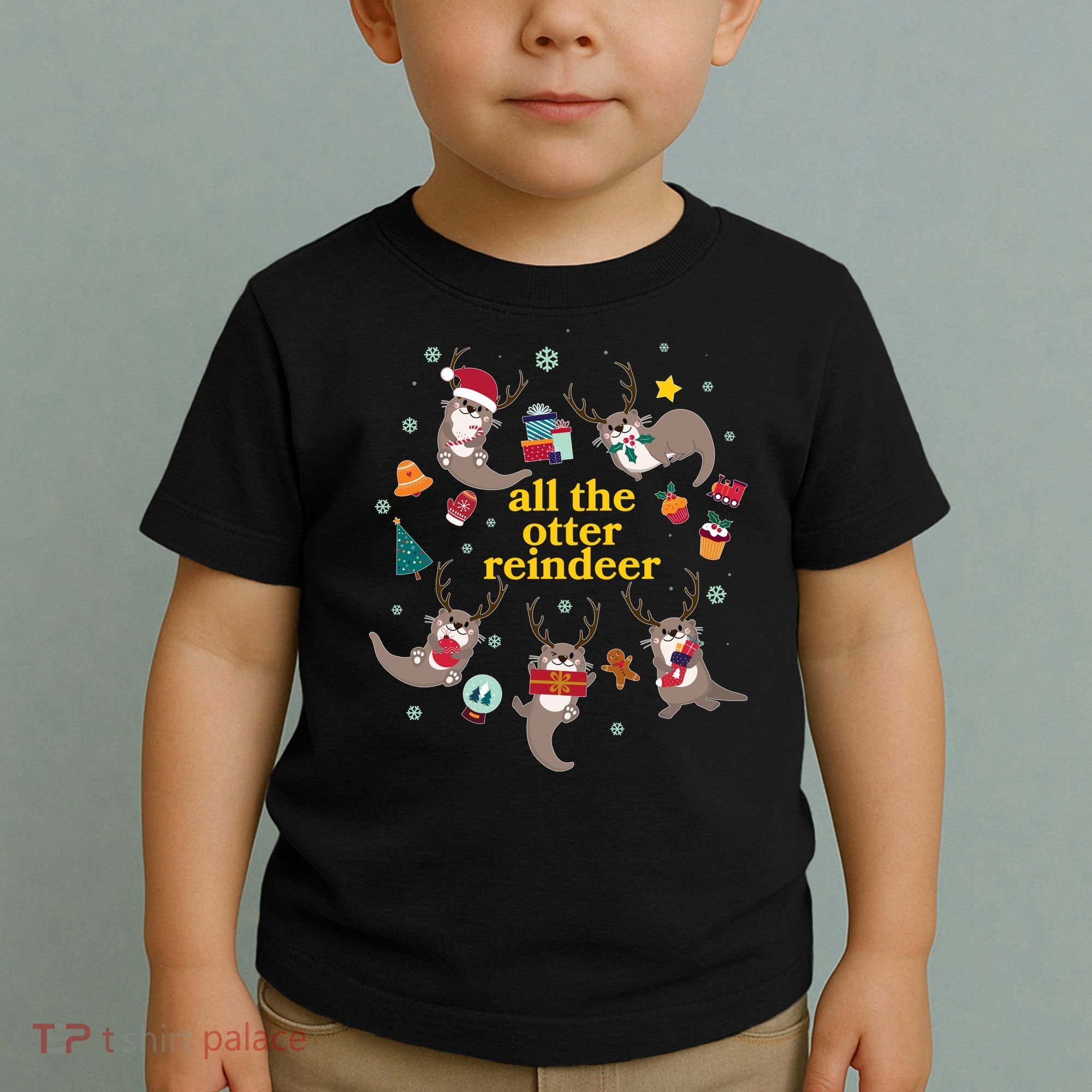 Funny Christmas All The Otter Reindeer Toddler T-Shirt
