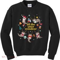 Funny Christmas All The Otter Reindeer Kids Sweatshirt thumb 0