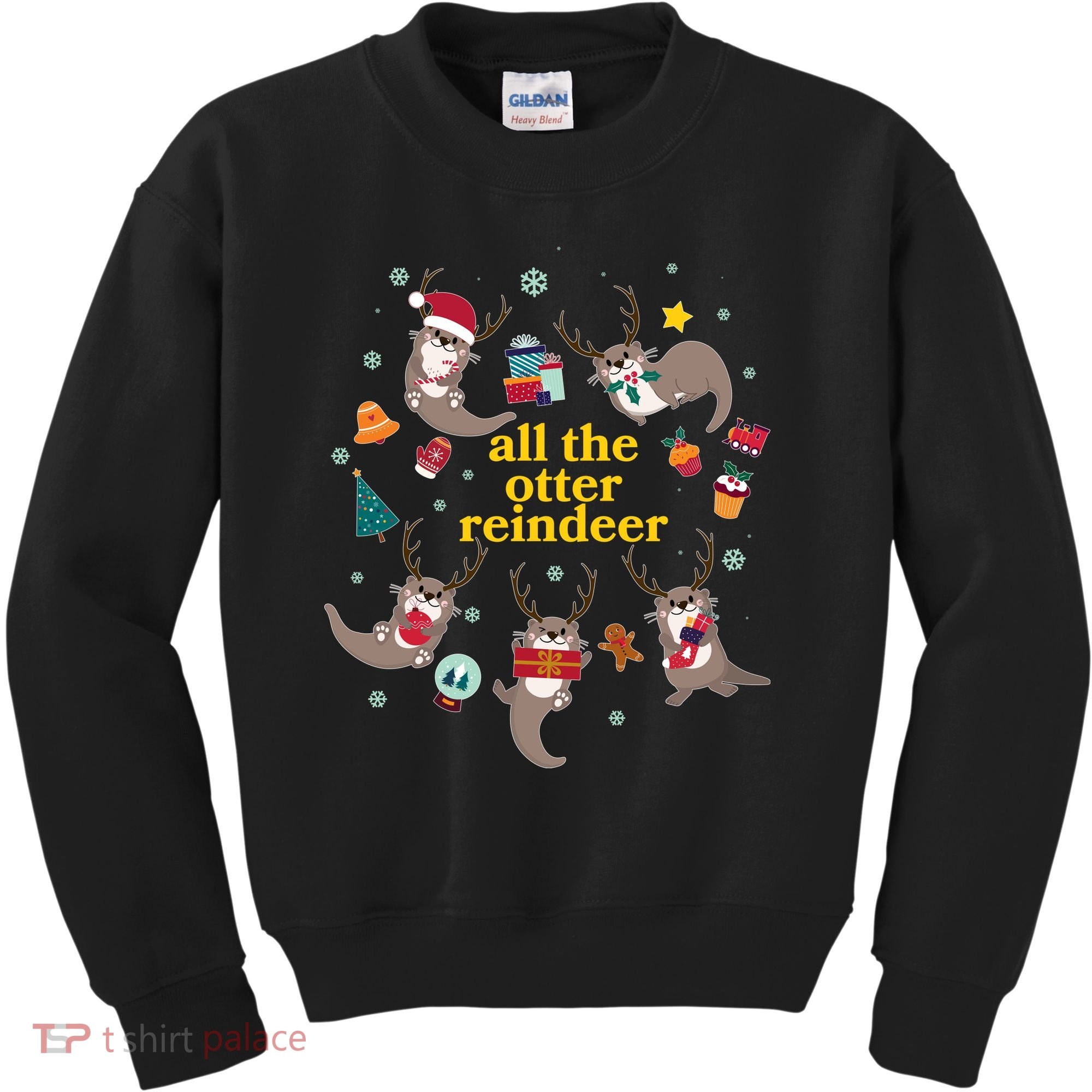 Funny Christmas All The Otter Reindeer Kids Sweatshirt