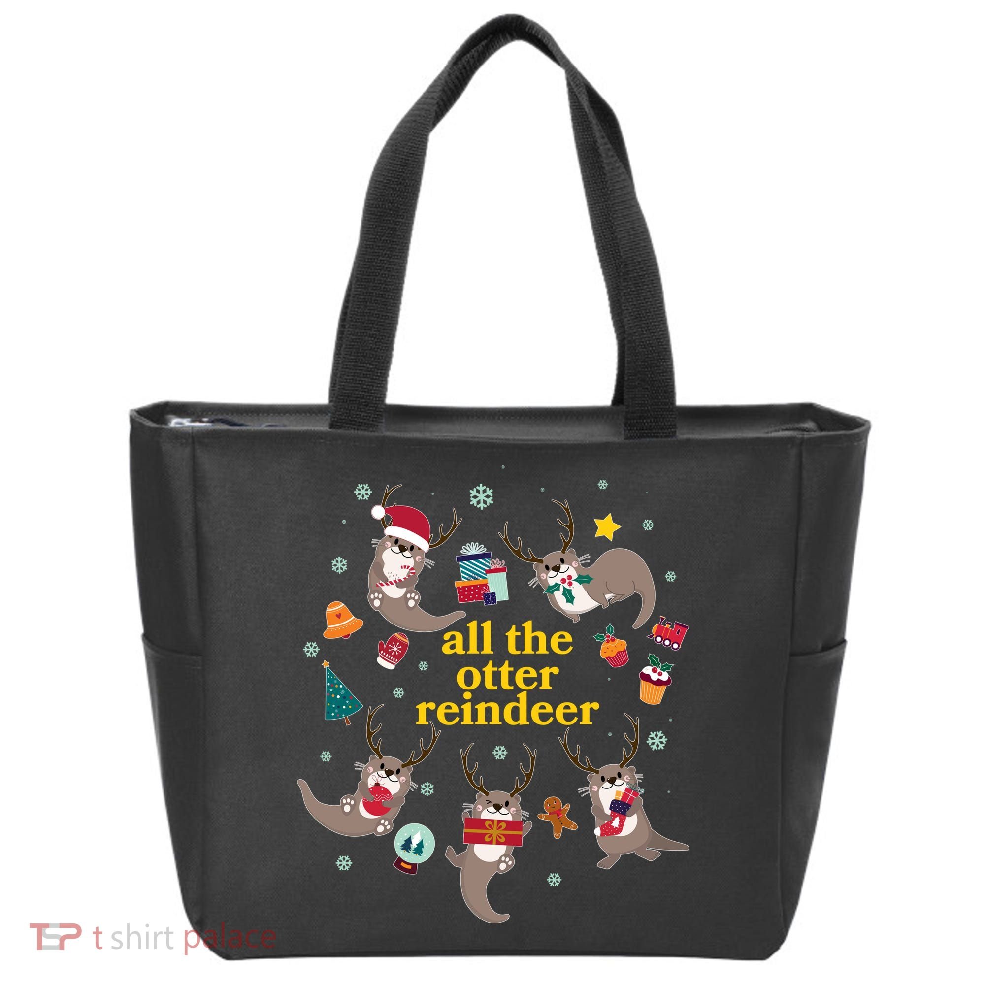 Funny Christmas All The Otter Reindeer Tote Bag