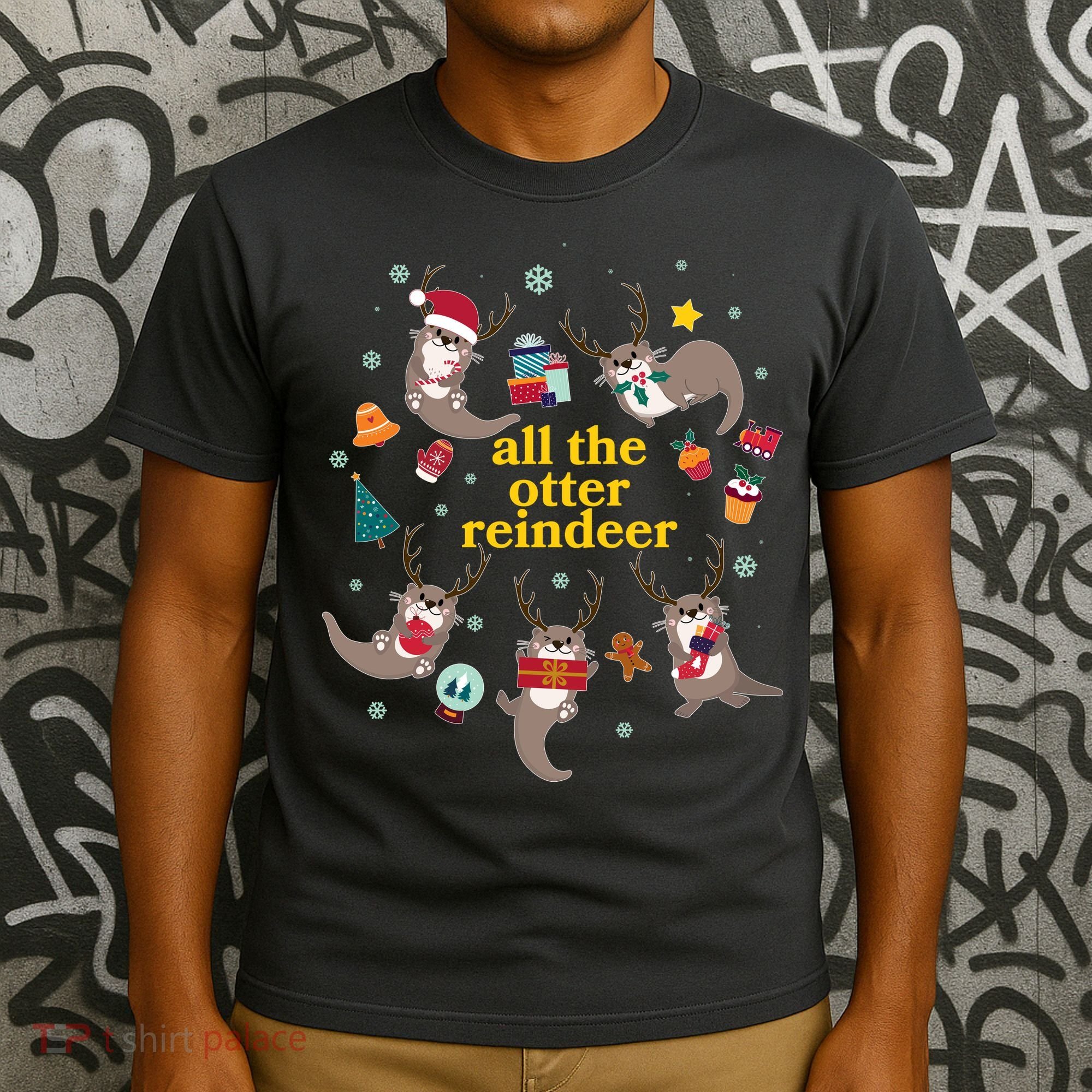 Funny Christmas All The Otter Reindeer T-Shirt