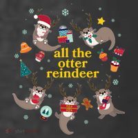Funny Christmas All The Otter Reindeer Women's Hoodie thumb 2