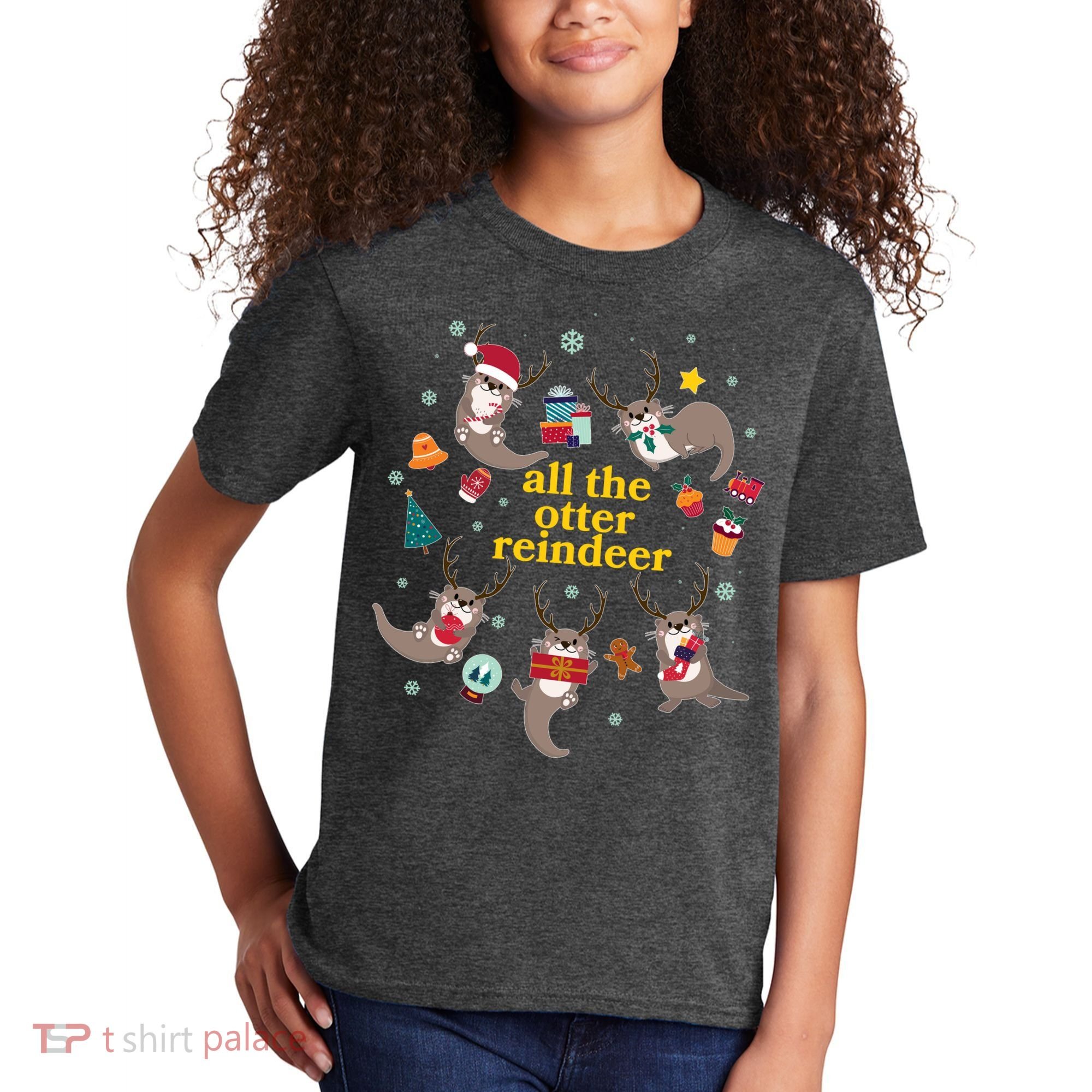 Funny Christmas All The Otter Reindeer Kids T-Shirt
