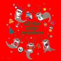 Funny Christmas All The Otter Reindeer Santa Hat thumb 1