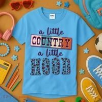 Funny Cute A Little Country A Little Hood Kids T-Shirt thumb 3