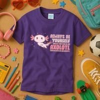 Funny Cute Always Be An Axolotl Kids T-Shirt thumb 3