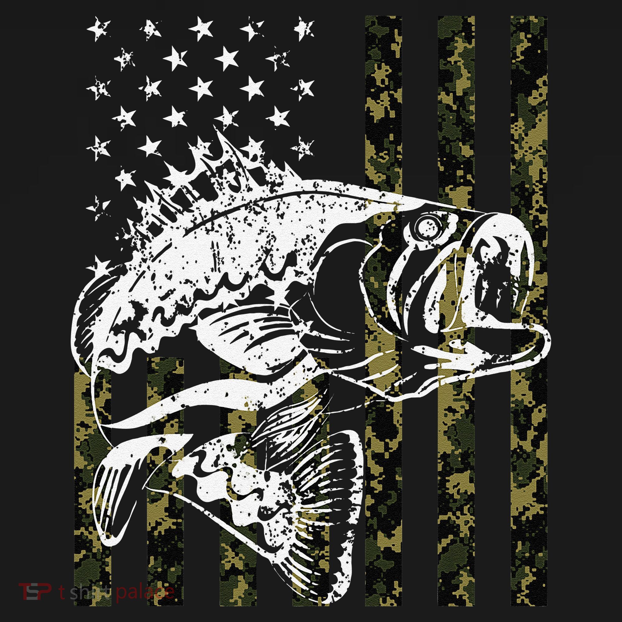 Fishing, Camouflage American Flag Fish, Bass Fish Fisherman Women's Tank Top