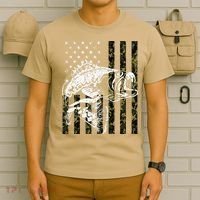 Fishing, Camouflage American Flag Fish, Bass Fish Fisherman T-Shirt thumb 6