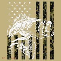 Fishing, Camouflage American Flag Fish, Bass Fish Fisherman T-Shirt thumb 7
