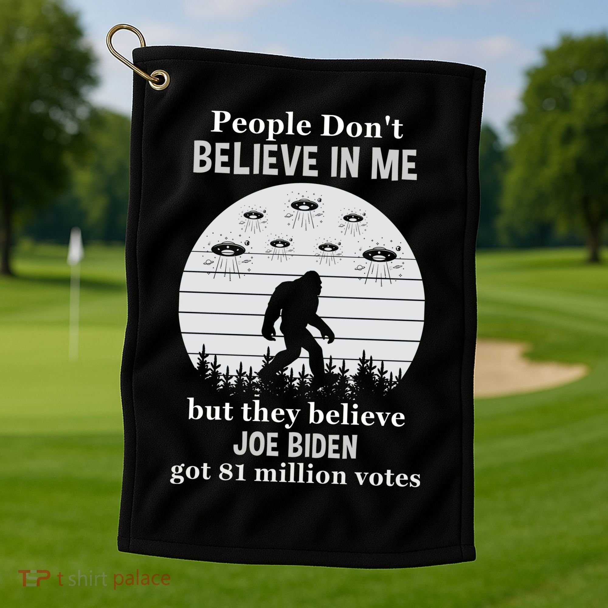 Funny Conservative Anti Biden Bigfoot Golf Towel