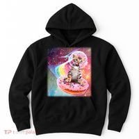 Funny Cute Astronaut Kitty On Rainbow Sprinkle Donut With Galaxy Background Hoodie thumb 0