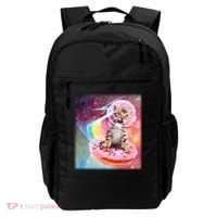 Funny Cute Astronaut Kitty On Rainbow Sprinkle Donut With Galaxy Background Backpack thumb 0