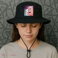 Funny Cute Astronaut Kitty On Rainbow Sprinkle Donut With Galaxy Background Bucket Hat thumb 3