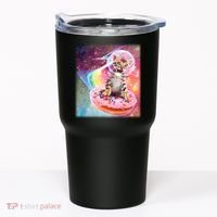 Funny Cute Astronaut Kitty On Rainbow Sprinkle Donut With Galaxy Background Tumbler thumb 0