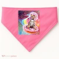 Funny Cute Astronaut Kitty On Rainbow Sprinkle Donut With Galaxy Background USA-Made Doggie Bandana thumb 0