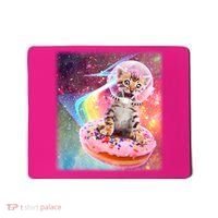 Funny Cute Astronaut Kitty On Rainbow Sprinkle Donut With Galaxy Background Mousepad thumb 0