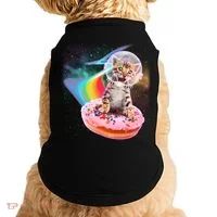 Funny Cute Astronaut Kitty On Rainbow Sprinkle Donut Doggie Tank thumb 0