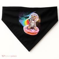 Funny Cute Astronaut Kitty On Rainbow Sprinkle Donut USA-Made Doggie Bandana thumb 0