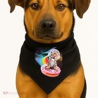 Funny Cute Astronaut Kitty On Rainbow Sprinkle Donut USA-Made Doggie Bandana thumb 1