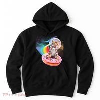 Funny Cute Astronaut Kitty On Rainbow Sprinkle Donut Hoodie thumb 0