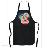Funny Cute Astronaut Kitty On Rainbow Sprinkle Donut Apron thumb 0