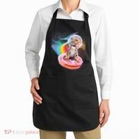 Funny Cute Astronaut Kitty On Rainbow Sprinkle Donut Apron thumb 2
