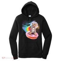 Funny Cute Astronaut Kitty On Rainbow Sprinkle Donut Women's Hoodie thumb 0