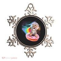 Funny Cute Astronaut Kitty On Rainbow Sprinkle Donut Ornament thumb 0