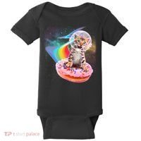 Funny Cute Astronaut Kitty On Rainbow Sprinkle Donut Baby Bodysuit thumb 0