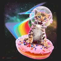 Funny Cute Astronaut Kitty On Rainbow Sprinkle Donut Golf Towel thumb 3
