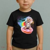 Funny Cute Astronaut Kitty On Rainbow Sprinkle Donut Toddler T-Shirt thumb 2